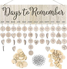 Family Birthday Reminder Calendar Board with Tags,Diy Wooden Birthday Calendar W