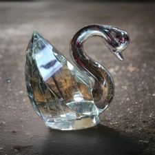 Klar facettierter Kristall Schwan Figur Briefbeschwerer
