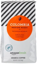 Amazon Fresh Colombia Ground Coffee, Medium Roast, 12 Ounce
