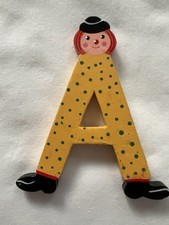 Vtg. Sevi Hand Painted Wooden Alphabet Letter 3.5  Clown Child Baby Decor  A  