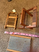 LOT o 3 Primitive Antique Chinese Wood Cheese Grater, Handheld Washboard, rack