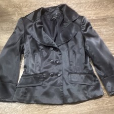 Nine West Black Button Front Blazer Jacket Collared Lined Pockets Women's 6