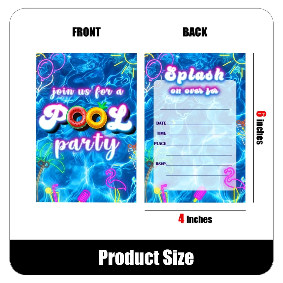 Verano Piscina Fiesta Invitaciones Piscina Cumpleaños Fiesta Invitaciones para Niños Niñas... Foto 3 de 4