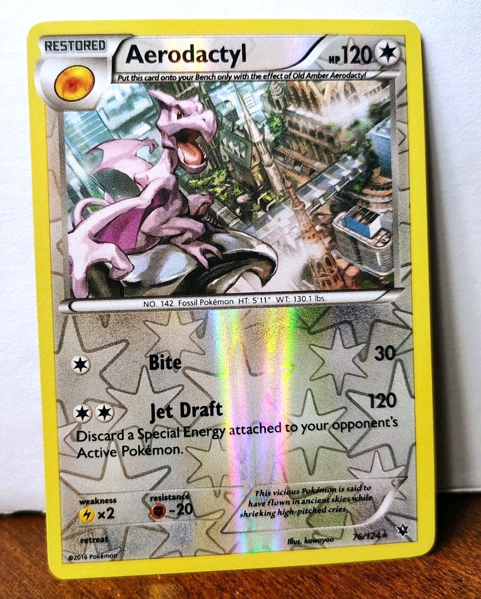 POKEMON AERODACTYL 76/124 REVERSE HOLO RARE FATES COLLIDE LP-NM