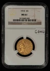 1910 G$5 Indian Head Gold Half Eagle - NGC MS 61 - SKU-G6062