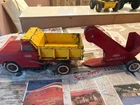 VINTAGE RED AND YELLOW TONKA DUMP TRUCK WITH SANDLOADER FOR PARTS OR RESTORE