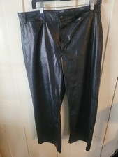 Old Navy High Rise Wide Leg Faux Leather Black Womens Pants Size 14