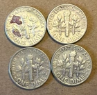 Lot of 4 Roosevelt Silver Dimes US 10C - 1947, 1947-S, 1952-D, 1958-D (#1f)