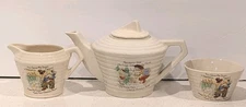 Estate Art Deco Awesome 1930's Children's Miniature Nursery Rhyme 3 pc Tea Set