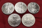 Lot of 5 - $1 American Silver Eagle Coin 1 oz BU - Random Year - US Mint