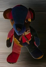 Vintage Luxurious Velvet Multicolor Patchwork Stitched 16" Bear HTF