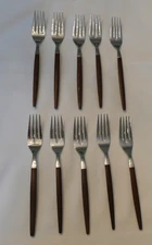10 Ekco Eterna Canoe Muffin Forged Stainless Japan 6.875” Salad Forks