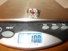 VTG "I LOVE" Garnet Birthstone .925 Sterling Silver Heart Hands Men's Ring Sz 11