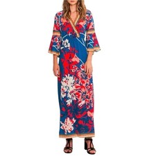 Flying Tomato Dress Womens S Blue Floral Maxi Boho Resort Vacation Festival)