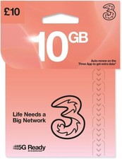 Three Mobile Pay As You Go SIM Card with 35p Calls, 15p Texts, 10p Data