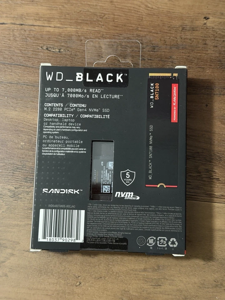 WD_BLACK SN7100 4TB SSD Gen4 PCIe, M.2 2280, Next Gen TLC - WDS400T4X0E - NEW - Image 3 of 4