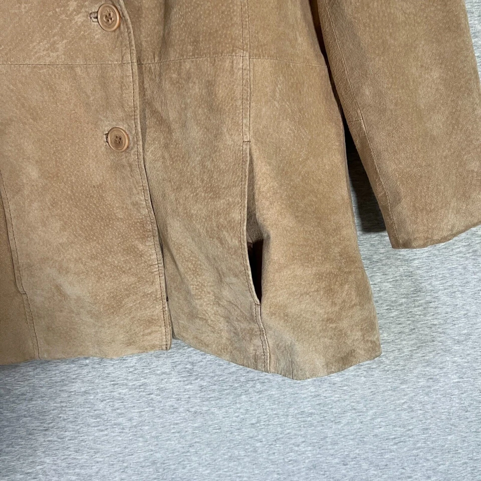 Chaqueta de gamuza Uniform Petite Wilsons para mujer 14 botones tostados lavable blazer occidental Foto 2 de 4