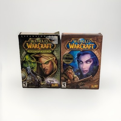 World Of Warcraft & WOW Burning Crusade Expansion Set Box Bundle PC DVD ROM Vtg
