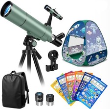 Refractor Telescope 80mm Aperture 500mm Kids 8-12 Adults Beginners White Space