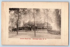1910 Saratoga Lake New York NY Vintage Postcard Arrow Head Inn Lodge Classic Car