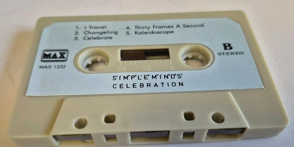 Simple Minds, Celebration, MAX 1232; Cassette Tape Paper Label - Image 4 of 4