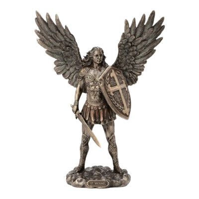 Heiliger Michael Erzengel mit Kampfschild und Schwert Engel Kaltgussbronze 73 cm