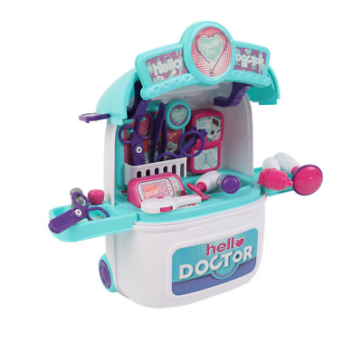 Kinder Arzt Spielset blau tragbar medizinisches Kit Koffer Spielen Spielzeug Set