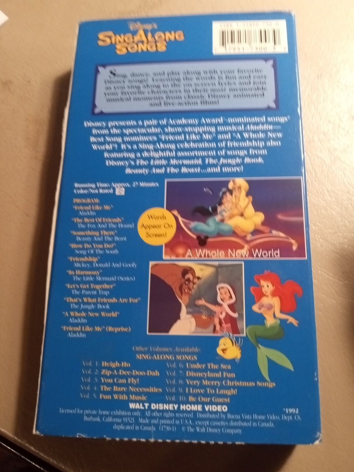 Disney Sing Along Songs Friend Like Me 1994 Vhs Walt Disney Sing Along Songs Friend Like Me VHS Video Volume 11 Aladdin