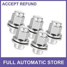 FIVE Wheel Lug Nuts M12 x 1.5 Tire Lugnuts Silver Tone Custom for Jaguar XF