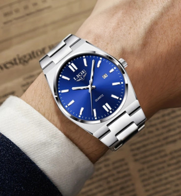 Men Luxury Stainless Steel Quartz Watch Classic Business Design Date Function