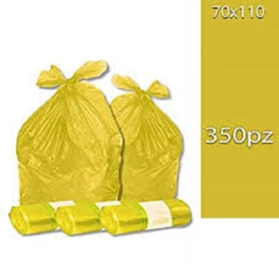 INGROCART 350 Sacchetti Differenziata Buste Immondizia 70x110 cm GIALLE Spazzatura rotoli