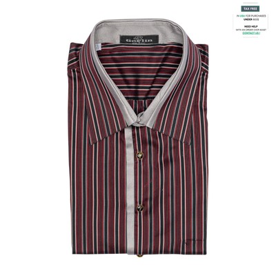 1400$ LUXURY GERLIN Shirt Red Striped 100% Silk 16 - 41 2C BIJAN