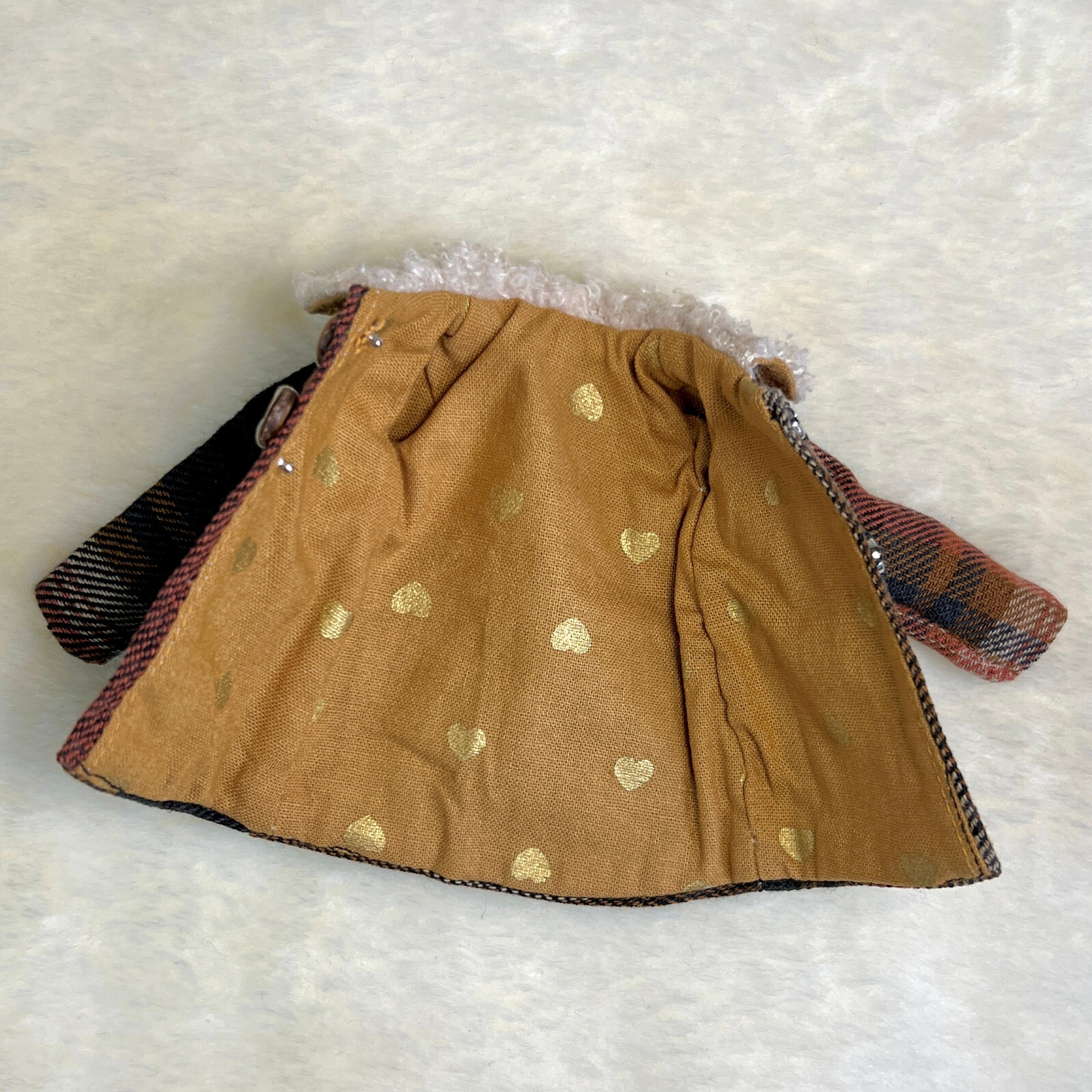 SOLD- Sherpa Collar Plaid Coat Jacket Blythe Doll Girl Boy Winter Casual Clothes