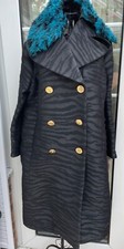 Stunning Kenzo For H&m Charcoal Grey Animal Print Fur Trimmed Coat - Bnwt
