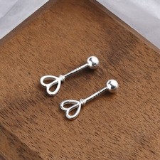 Women Silver Heart Screw Back Stud Earrings Surgical Steel Dainty Jewelry Gift