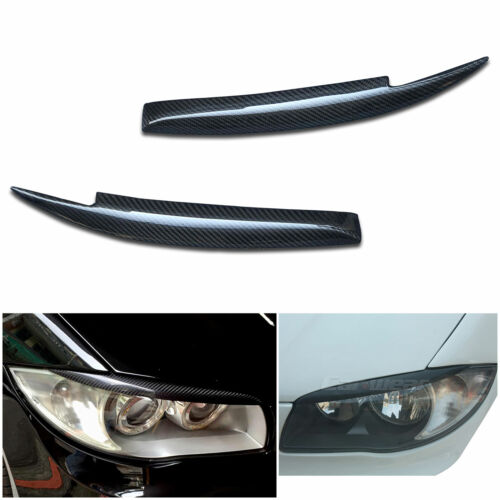 Real Carbon Fiber Eyebrow Eyelid Brow Headlight for BMW E81 E82 E87 E88 04 10 B# - Picture 1 of 6