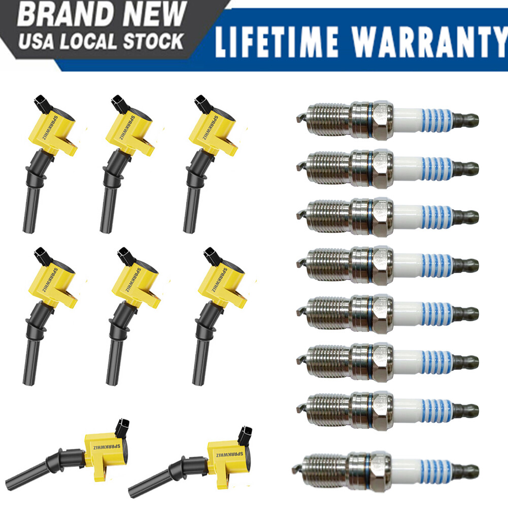 High-Performance 8X Ignition Coil DG508 & SP479 Spark Plug for Ford F150 4.6L 5.4L Pickup Trucks