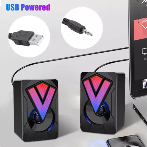 PC Computer Speakers 2.0 Stereo USB 3.5 mm Jack Desktop Laptop Clear Sound
