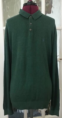 JOULES MENS GREEN KNIT POLO SWEATER WOOL MIX JUMPER LARGE #881