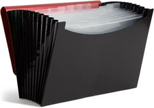 Smead 12 Pocket Poly Expanding File Folder Flap Closure Red Black 13x9.5