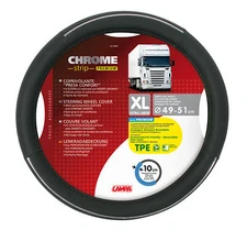 CROME STRIP, TPE STEERING WHEEL COVER - XL - Ø 49/51 CM LAMP