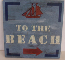 "To The Beach" Sign, Wood