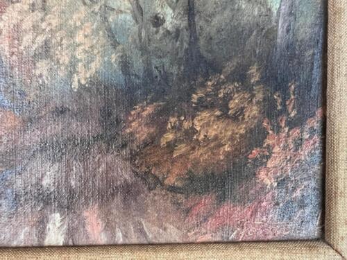 Vintage Framed Oil Painting Landscape Trees Woods Artist Signed Morrow Original - Picture 7 of 24