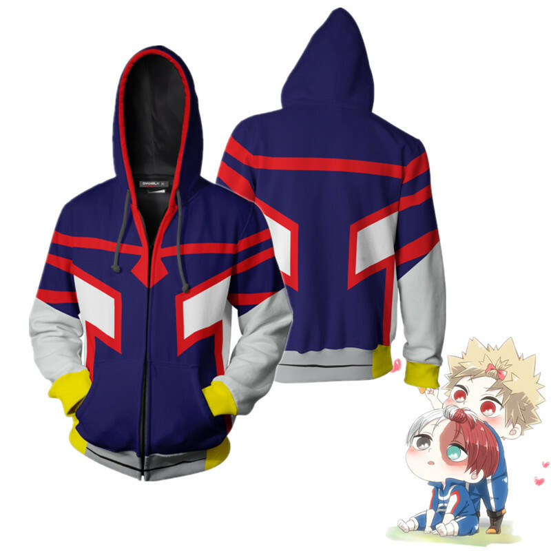 My Hero Academia All Might Zip Up Felpa con cappuccio Boku No Hero Academia Cosplay Costume Marina Militare X-Large