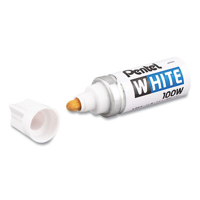Pentel White Permanent Marker, Broad Bullet Tip, White 100W  Pentel 100W
