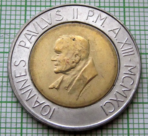 VATICAN Ioannes Pavlvs II JOHN PAUL II 1991 500 LIRE Go & Preach Mission BI-MET - Picture 4 of 6