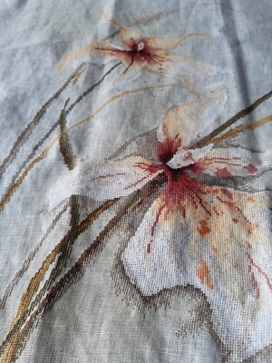 Fertig Lanarte Kreuzstich von Orchidee 50 x 60 cm