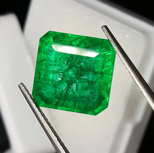 7.47Ct Natural Green Emerald Loose Gemstone Certified Colombian Square Cut Gems