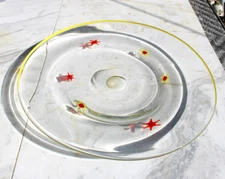 Annieglass Signed Yellow Edge Orange Stars Art Glass Dinner Plate-AG-6
