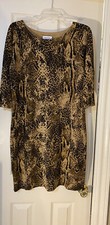 Calvin Klein Women’s Dress Size Large Leopard Print 3/4 Sleeve Knee Length